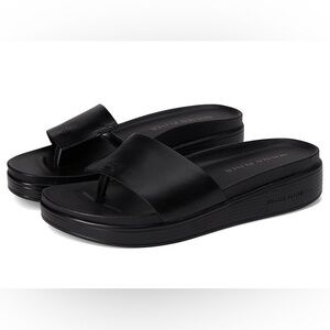 New in Box Donald Pliner Fiji Platform Sandals in Black Vachetta Leather | 7.5